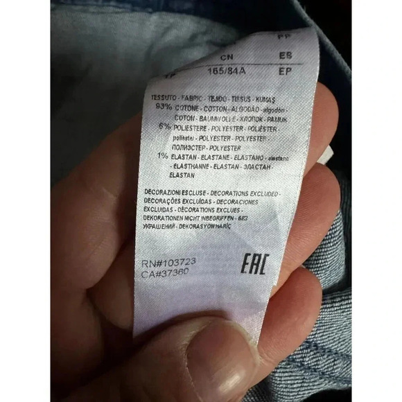 A/X Armani Exchange cropped denim jean jacket Womens XS blue Metal Buttons - Picture 6 of 7